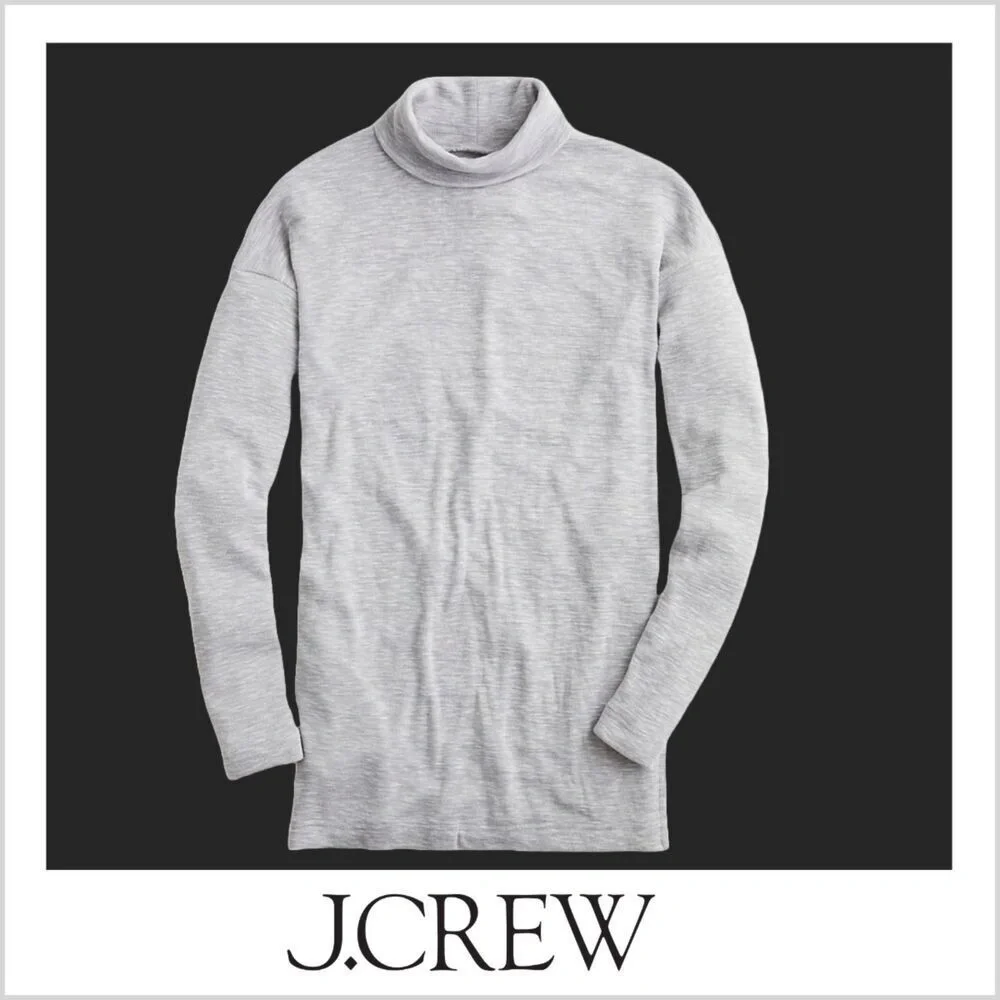 J.Crew Turtleneck Tunic Women's L Gray Space-Dyed Jersey Cozy Long Sleeve‎